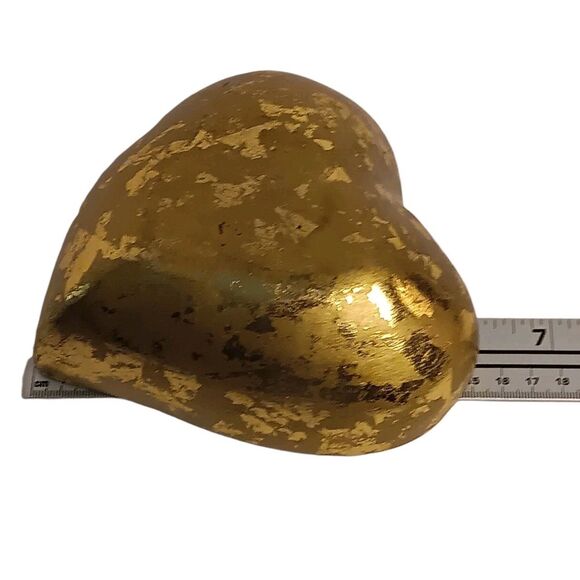 Wood Heart Shaped Bowl Red With Gold Leaf Jewelry Trinket Dish 6" x 6" x 2.5" - Picture 12 of 14